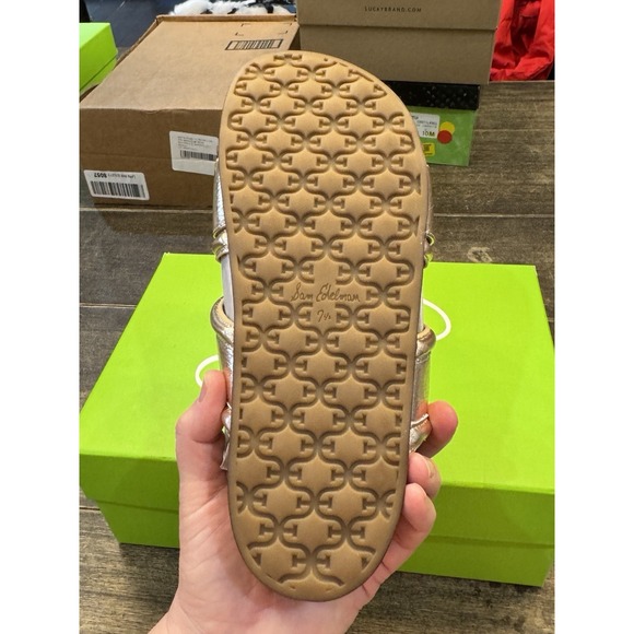 Sam Edelman Women's Rowan Slides Gold Leather Platform Size 7.5 - Picture 6 of 8